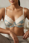 Zivame Floral Grace Padded Wired 3/4th Coverage Lace Bra - White Base With Blue Flower — thumbnail 5